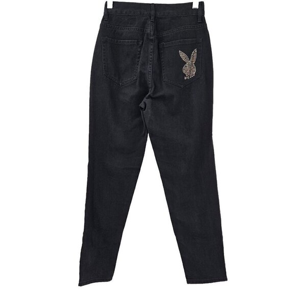 Playboy By Pacsun Ultra High Waisted Slim Fit Jeans Black Size 24 Button Fly - Picture 4 of 13